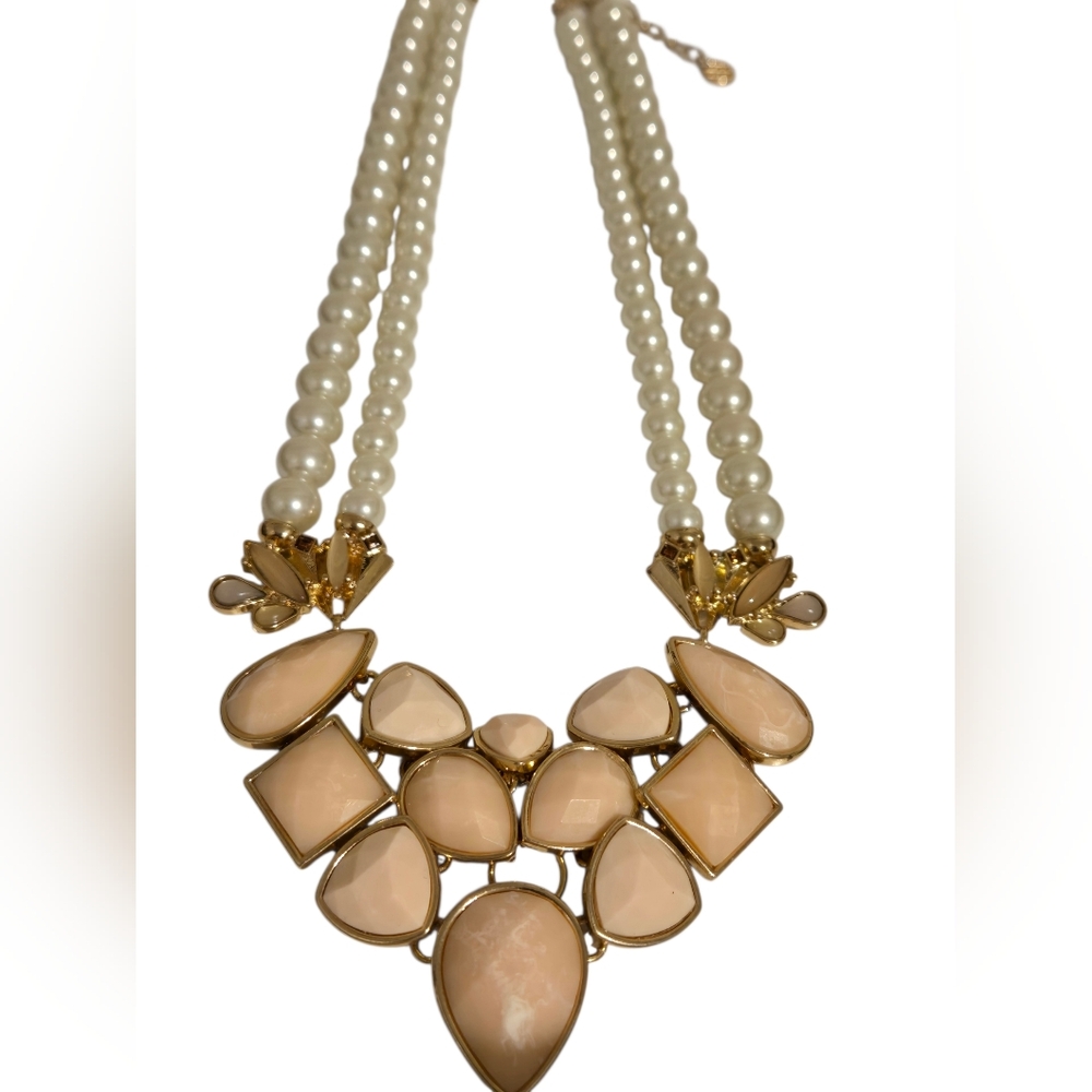Talbots Double Pearl Strand Pale Pink Statement Necklace